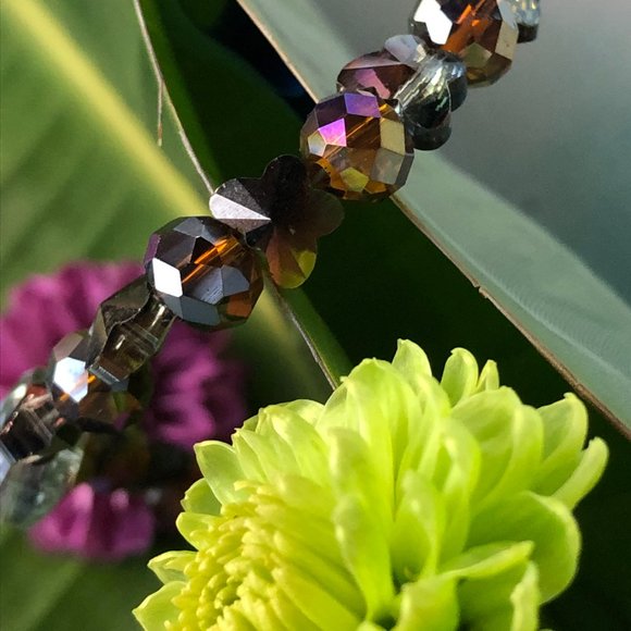 32 3/4" Magical Fairy Purple Faceted Crystal Glass Necklace with Butterflies $40 - Picture 5 of 9